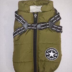 V.PET. BR FASHION SPORTS DOG PUFFER VEST WITH HARNESS